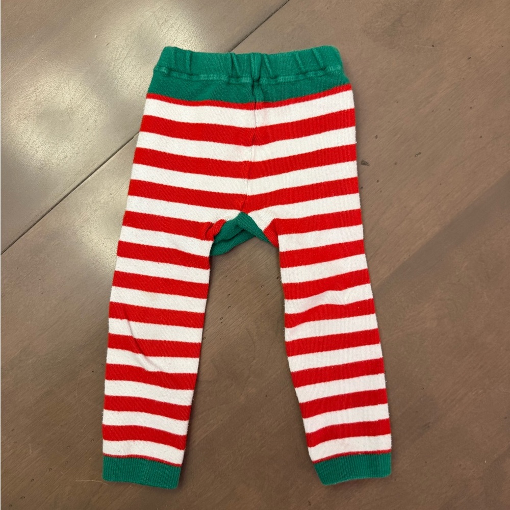 Doodle Pants Festive Red and White Striped Leggings